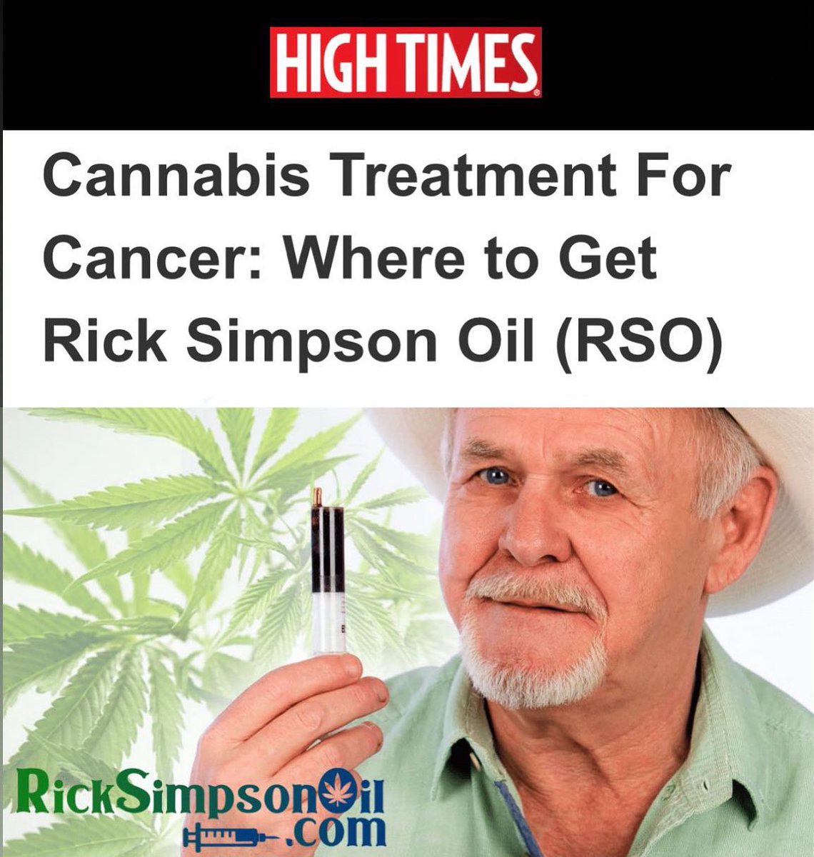 RickSimpsonOil_'s tweet photo. Checkout our feature on Hightimes! @HIGH_TIMES_Mag #ricksimpsonoil #ricksimpson #rso #weed #weedlife #cannabisculture #cannabis #CannabisCommunity 

https://t.co/sENmuBCtyn https://t.co/L71azGb0gV