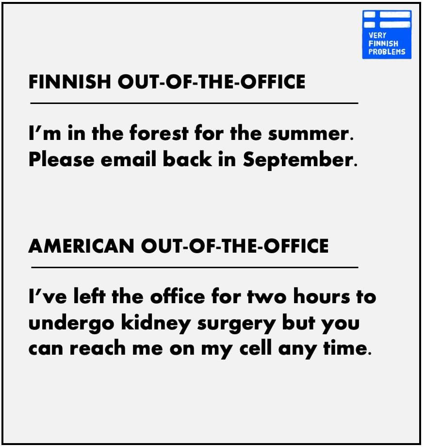 Finnish work-life balance v. American work-life balance