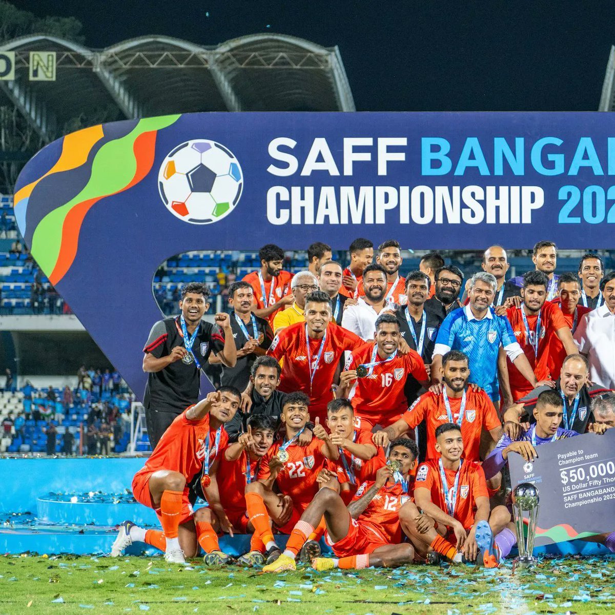 KhelaDhula25000's tweet photo. ✅Indian Football Team in 2023! 

🏆Tri-Nation Cup 
🏆ICC Trophy 
🏆SAFF CUP 

⚔️Next Mission - Kings Cup in Thailand! 

Are you ready to support them????

#SAFFChampionship2023 #BlueTigers #indianfootball #sunilchhetri https://t.co/9w5nby0s5w