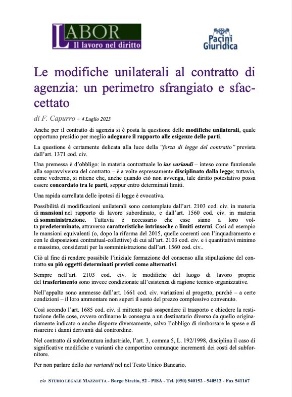 - Le modifiche unilaterali al contratto di agenzia: un perimetro sfrangiato e sfaccettato -  |  Per saperne di più: beccariaecapurro.it/le-modifiche-u… #dirittodellavoro #giuslavoristi #agenzia