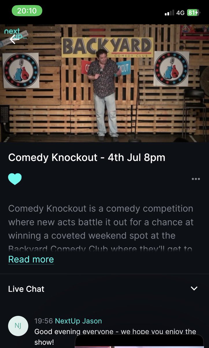 Sticklemouse's tweet photo. Checking in for #ComedyKnockout from @Backyard_Comedy , streaming tonight thanks to @nextupcomedy ☺️👏🎭 https://t.co/63ASCcCuJ7