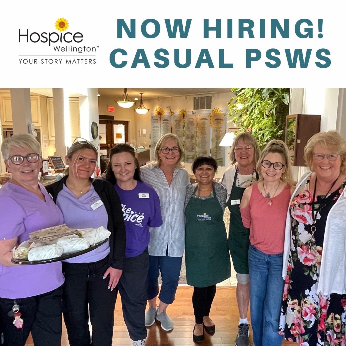 Join our compassionate care team. We currently have positions for Casual PSWs.  Find out more here: conta.cc/3PGv5cq