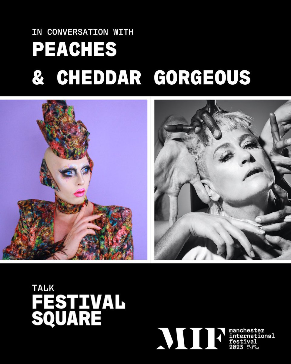 Peaches (@peaches) on Twitter photo Can’t wait to chat with <a href="/CheddarGorgeous/">Cheddar Gorgeous</a> tomorrow, July 5 at Manchester International Festival! Entry is free and <a href="/planningtorock/">planningtorock🏳️⚧️</a> plays after the panel ❤️🔥 Info at <a href="/factoryintl/">Factory International</a> factoryinternational.org/whats-on/festi… Can’t wait to chat with <a href="/CheddarGorgeous/">Cheddar Gorgeous</a> tomorrow, July 5 at Manchester International Festival! Entry is free and <a href="/planningtorock/">planningtorock🏳️⚧️</a> plays after the panel ❤️🔥 Info at <a href="/factoryintl/">Factory International</a> factoryinternational.org/whats-on/festi…