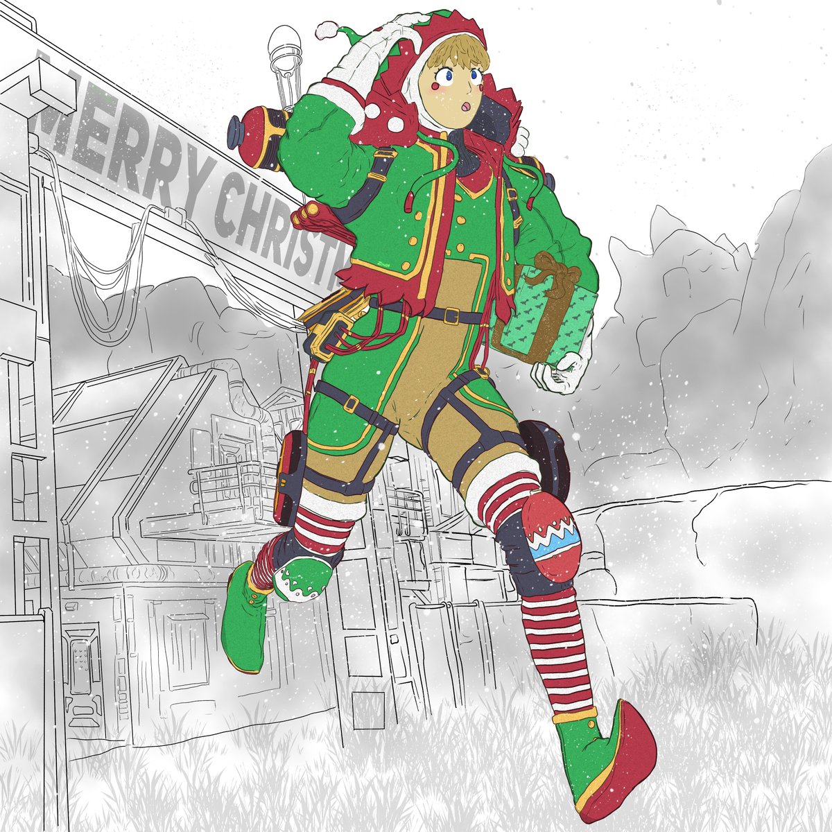 gn_zero's tweet image. Present Delivery from Wattson!  

(Reposting all of my old art from my main account)

#myart #ApexLegends #Wattson