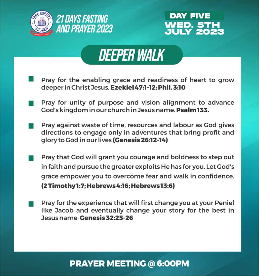 yababaptist's tweet photo. Another day, another blessing. Grateful for the strength to keep going.
Day 5 - Deeper Walk
#21DaysOfPrayerAndFasting #LayingItAllDown #TrustingInHim
#Yababaptist #Greaterexploits
#ChristIstheAnswer #ybc https://t.co/fK8CQhZQLv
