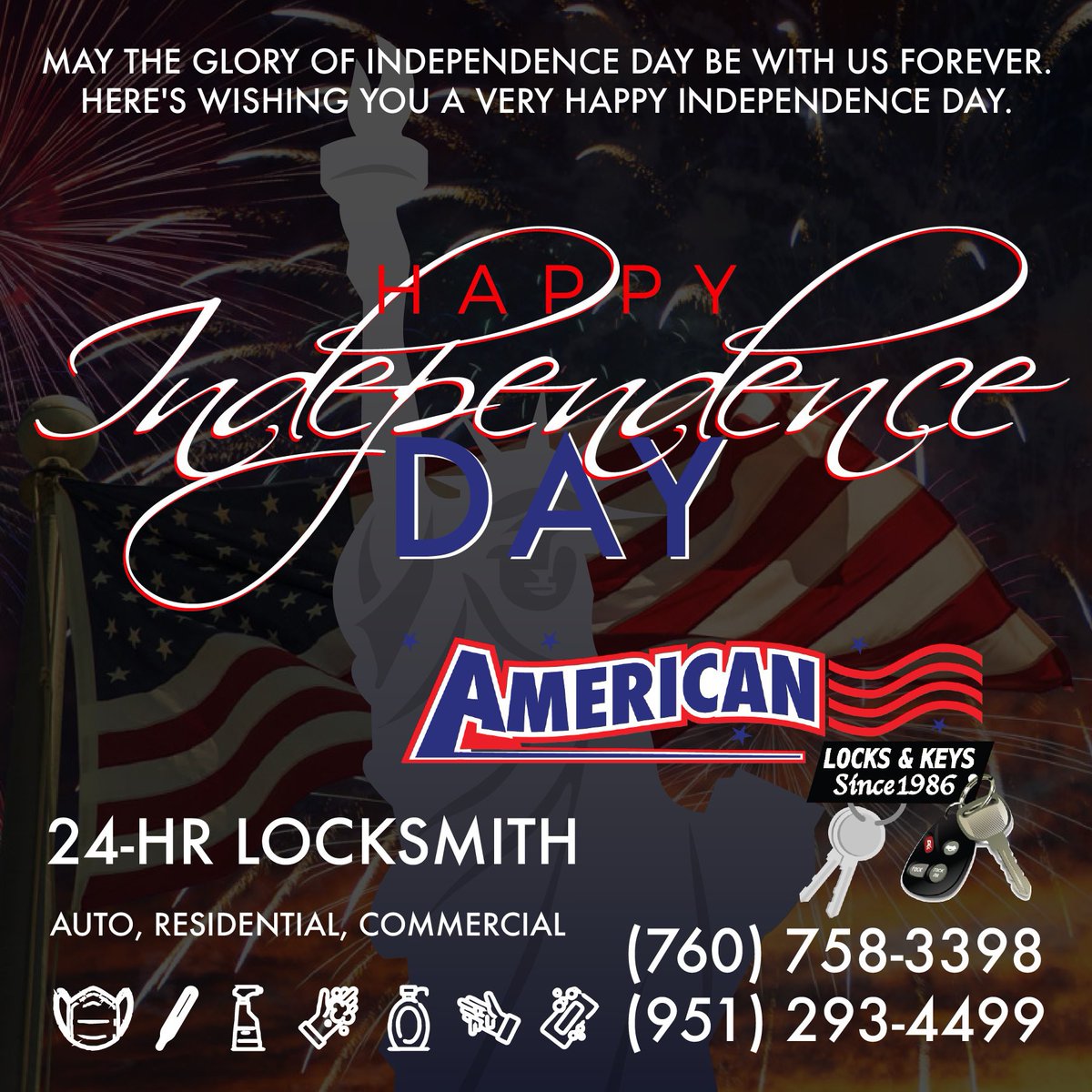 imakekeys's tweet image. May the glory of the #4thofJuly be with us forever. Here's wishing you a very Happy #IndependenceDay!

#SD #NorthCounty (760) 758-3398 #Riverside County (951) 293-4499
imakekeys.com

#security #socal #ie #inlandempire #ie #sandiego #FourthofJuly
#Independence