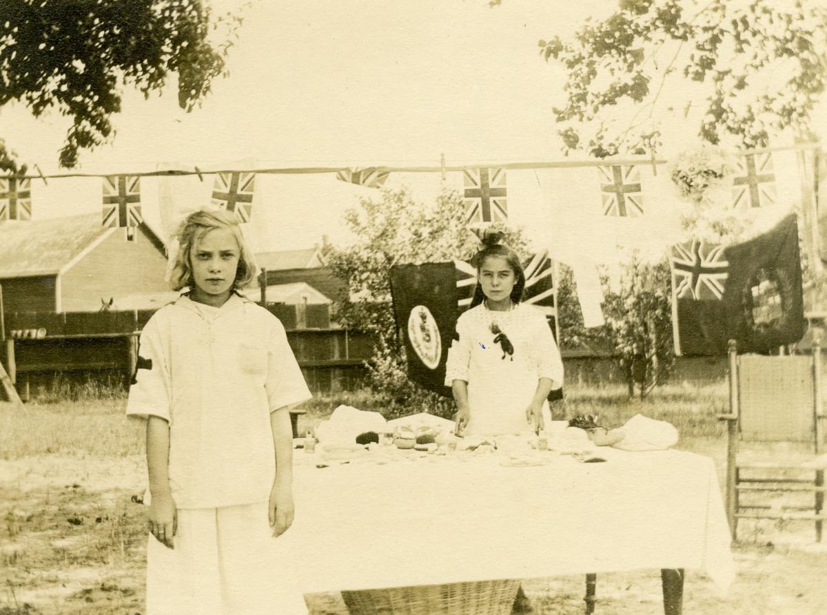 No it's not the cover of the new brit pop duo. This 1915 photo was taken at a Red Cross Garden at the Epringham Hotel on Danforth Ave, at the southwest corner of Dawes Road. 
#torntopast #canadianredcross #torontpubliclibrary #torontohistory #danforthavenue #filmphotogaphy