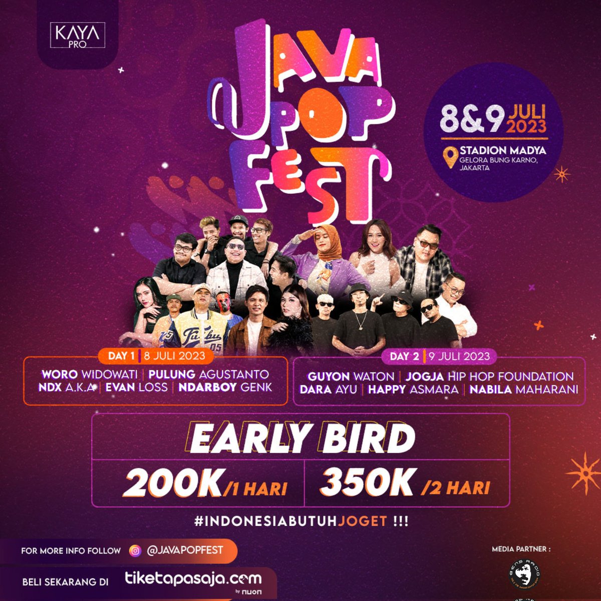 bensradio1062fm's tweet photo. Udah pada beli tiketnya @JavaPopFest belum?
Buruan udah menipis loh!
Jangan sampai ketinggalan yaa
Java Pop Fest
8 & 9 Juli di Stadion Madya,
Buruan sikat tiketnyaa!
Pembelian tiket resmi:
π« Tiketapasaja
#JavaPopFest #JavaPopFestival #IndonesiaButuhJoget #GeloraAmbyar https://t.co/rPbAAI84mx