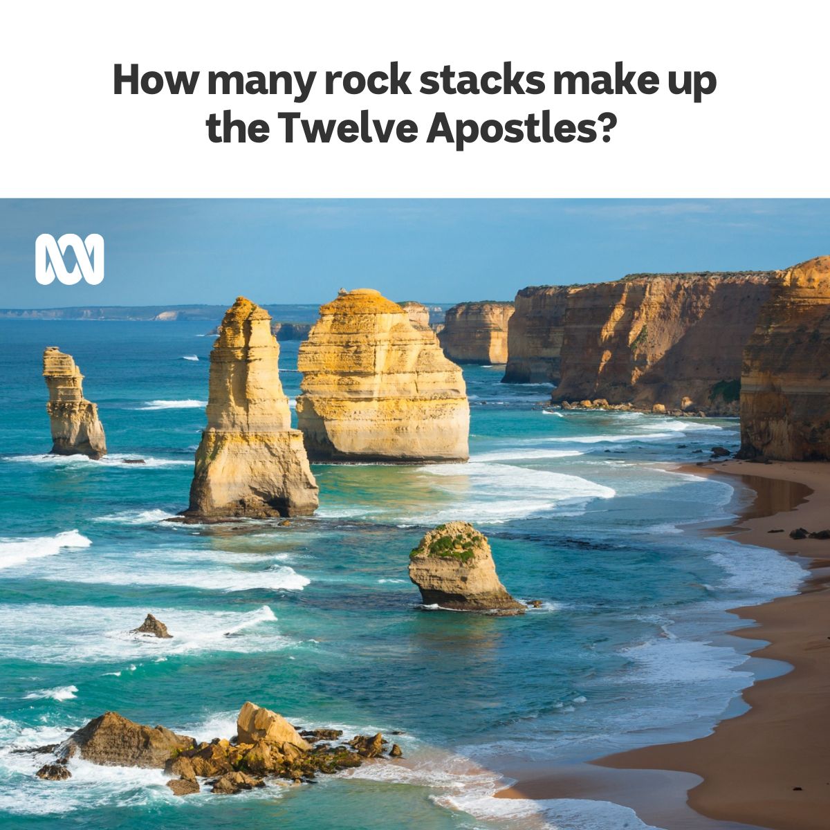#Geography #teachers, this is for you! The #TwelveApostles is a great example of how dynamic our coastlines are. Do you know how many rock stacks make up this iconic landform?
