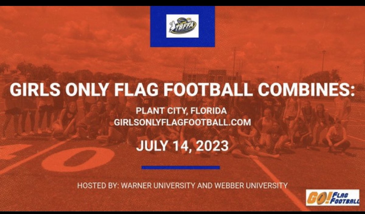 In conjunction with the Plant City tournament this weekend, Girls only flag football will be holding one of our combines on Friday. Sign up at girlsonlyflagfootball.com.