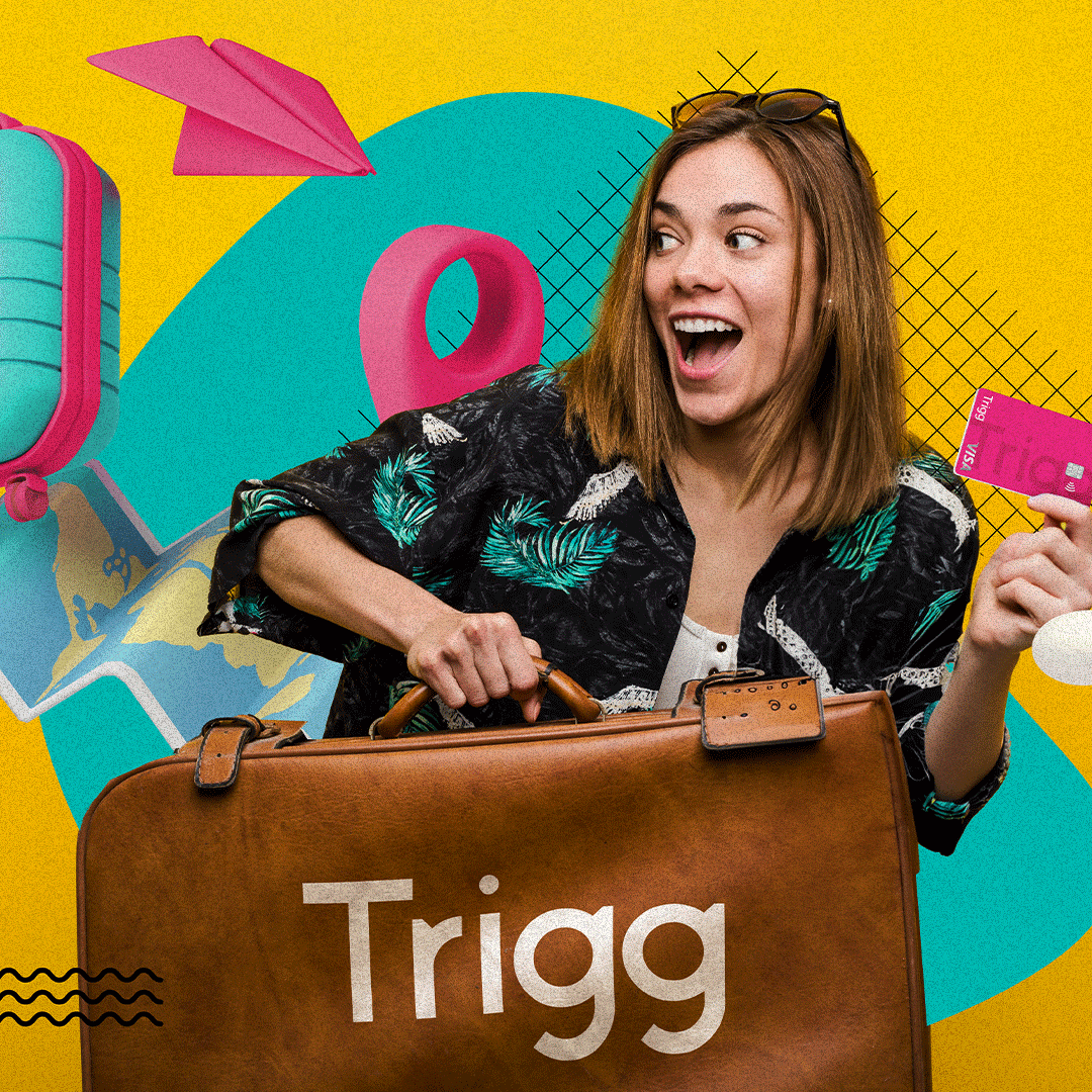 As férias de julho tão começando. E aí, já arrumou suas malas?
Na hora de fazer o check-list, não se esqueça do seu Trigg! 😉
Além de poder transformar suas compras em Cashback, o cartão + legal do mundo é Visa Gold Internacional e tá pronto para te acompanhar no seu destino! 💚