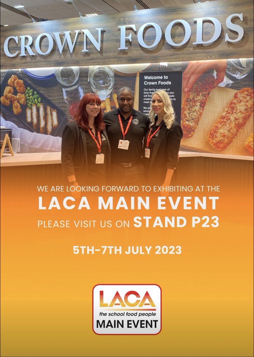 Come see us on stand P23 <a href="/laca_uk/">LACA</a> 5-6 July where we will be showcasing our exciting NEW plant-based items, MSC Fish, and Red Tractor Chicken products that are perfect for the School Food Sector.

#crownfoods #laca #fooddevelopment #schoolfood #schoollunch #lacame
