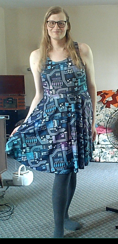 theogrin's tweet photo. To @cakeswithfaces -- thank you so, so much for the dress!  It's perfect, especially for this blasted hot and humid summer.

Everyone else should check them out.  This one's the circatboard one. https://t.co/ceqGQKGvXO