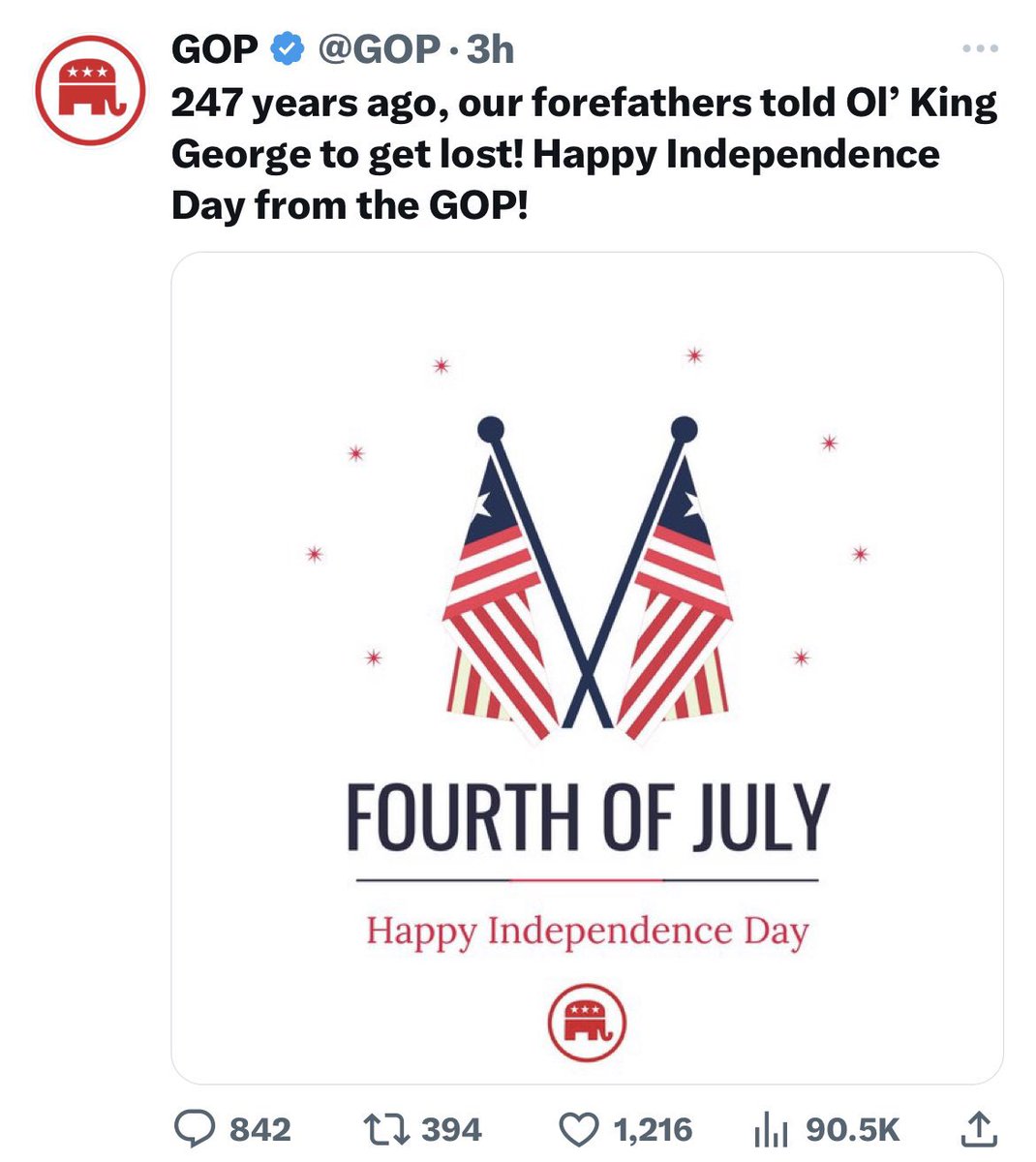 Sky_Lee_1's tweet photo. Hey @GOP the internet is forever! 

You used the Liberia 🇱🇷flag to celebrate our #IndependenceDay if this is not a true reflection of the complete ignorance and chaos constantly pumping from all of you, I don’t know what is. https://t.co/UTtyoT0k66