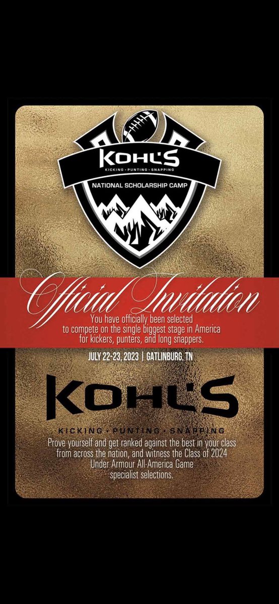 NolanCarson7's tweet photo. Im honored to be invited to @KohlsKicking national scholarship camp! https://t.co/TAnGuNJUNO