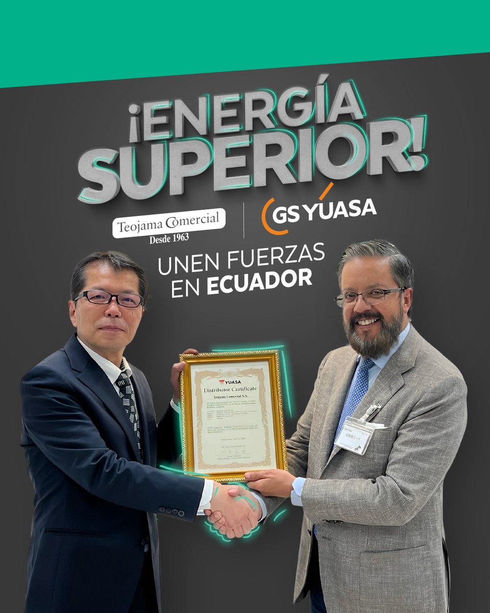 ¡Potencia y confianza a tu alcance! ⚡ Teojama Comercial se asocia con GS Yuasa para convertirse en distribuidor oficial y ofrecerte baterías de calidad en Ecuador. 🚛 🙌🏻

Lee la nota completa ➡️bit.ly/3riAufA

#TeojamaComercial #Camiones #Transporte #Volquetas