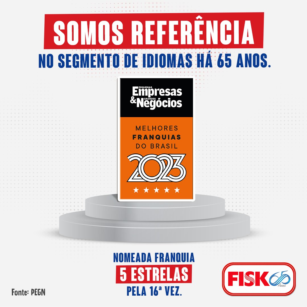 fiskoficial's tweet photo. A FISK conquista, mais uma vez, o reconhecimento do mercado: o Selo de Melhores Franquias do Brasil em 2023.

#PEGN #SeloPEGN #InstaFisk #Fisk65Anos #SeuSucessoFazANossaHistória https://t.co/lErhT0zKx5