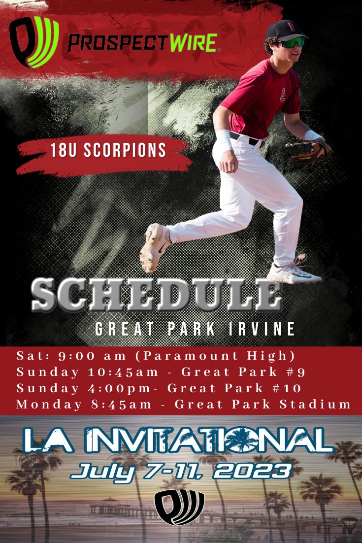 Scorpion Baseball (@scorpionbasebal) on Twitter photo 18U playing <a href="/ProspectWire/">Prospect Wire</a> this week. We have a few players still looking for a home that compete. Good mix of 2023 & 2024's from <a href="/olubaseball/">OLu Baseball</a> <a href="/VPHS_Baseball/">Villa Park Baseball</a> <a href="/FoothillBasebal/">Foothill Baseball</a> <a href="/ANHS_Baseball/">ANHS Baseball</a> <a href="/BPatsBaseball/">Beckman Baseball</a> you'll like this group of players. <a href="/Adam2Kennedy/">Adam Kennedy</a> <a href="/reidtfitness/">🍉🇵🇸🍉🇵🇸🍉</a> 18U playing <a href="/ProspectWire/">Prospect Wire</a> this week. We have a few players still looking for a home that compete. Good mix of 2023 & 2024's from <a href="/olubaseball/">OLu Baseball</a> <a href="/VPHS_Baseball/">Villa Park Baseball</a> <a href="/FoothillBasebal/">Foothill Baseball</a> <a href="/ANHS_Baseball/">ANHS Baseball</a> <a href="/BPatsBaseball/">Beckman Baseball</a> you'll like this group of players. <a href="/Adam2Kennedy/">Adam Kennedy</a> <a href="/reidtfitness/">🍉🇵🇸🍉🇵🇸🍉</a>
