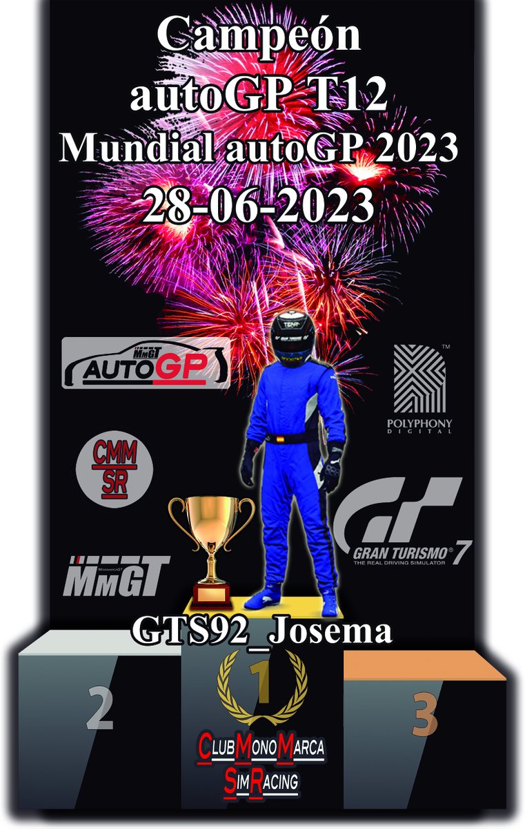 Éste es el Podio Especial para el Nuevo y Último Campeón de la #autoGPT12 <a href="/Jos3ma_Espinosa/">Josema Espinosa</a>.

8º, 2 bajas consecutivas, 1º, de nuevo baja, 2º, y 3 Victorias consecutivas, con 4 Poles y 1 Vuelta Rápida, le han servido para ser el Nuevo Campeón.

FELICIDADES CAMPEÓN!!!