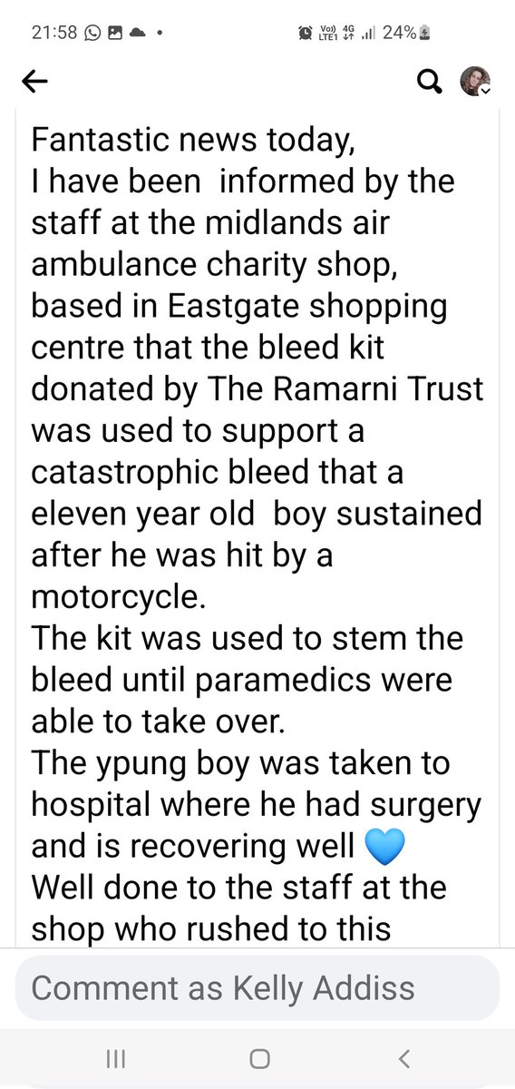 AddissKelly's tweet image. Another kit used today 🙂👏

11 year old boy, hit by motorbike, catastrophic bleed 🩸

Life saved ✔️

@lynnebaird8 you did it again ❤️

@TheDanielBaird1 @hollybaird_x @kerry_baird @_RaeRae99 @mcloughlin147 @ColmoreJohnJo @LawrenceBarton1 @Chappers2013 @MrSupreme007 @MAA_Charity
