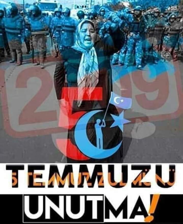 5 temmuz 2009 Doğu Türkistan'ın başkenti Urumçi'de, dünyanın gözü önünde işlenen katliam 
Unutursak kanımız kurusun