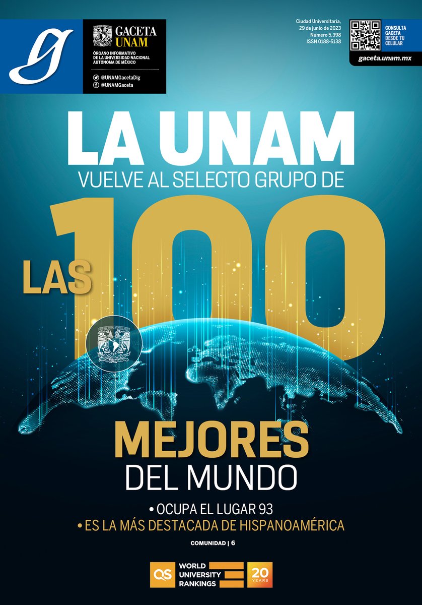 La UNAM vuelve al selecto grupo de las 100 mejores universidades del mundo, es la más destacada de Hispanoamérica y la número uno de México.

gaceta.unam.mx/la-unam-en-el-…

Video: youtube.com/watch?v=rvlWcf…