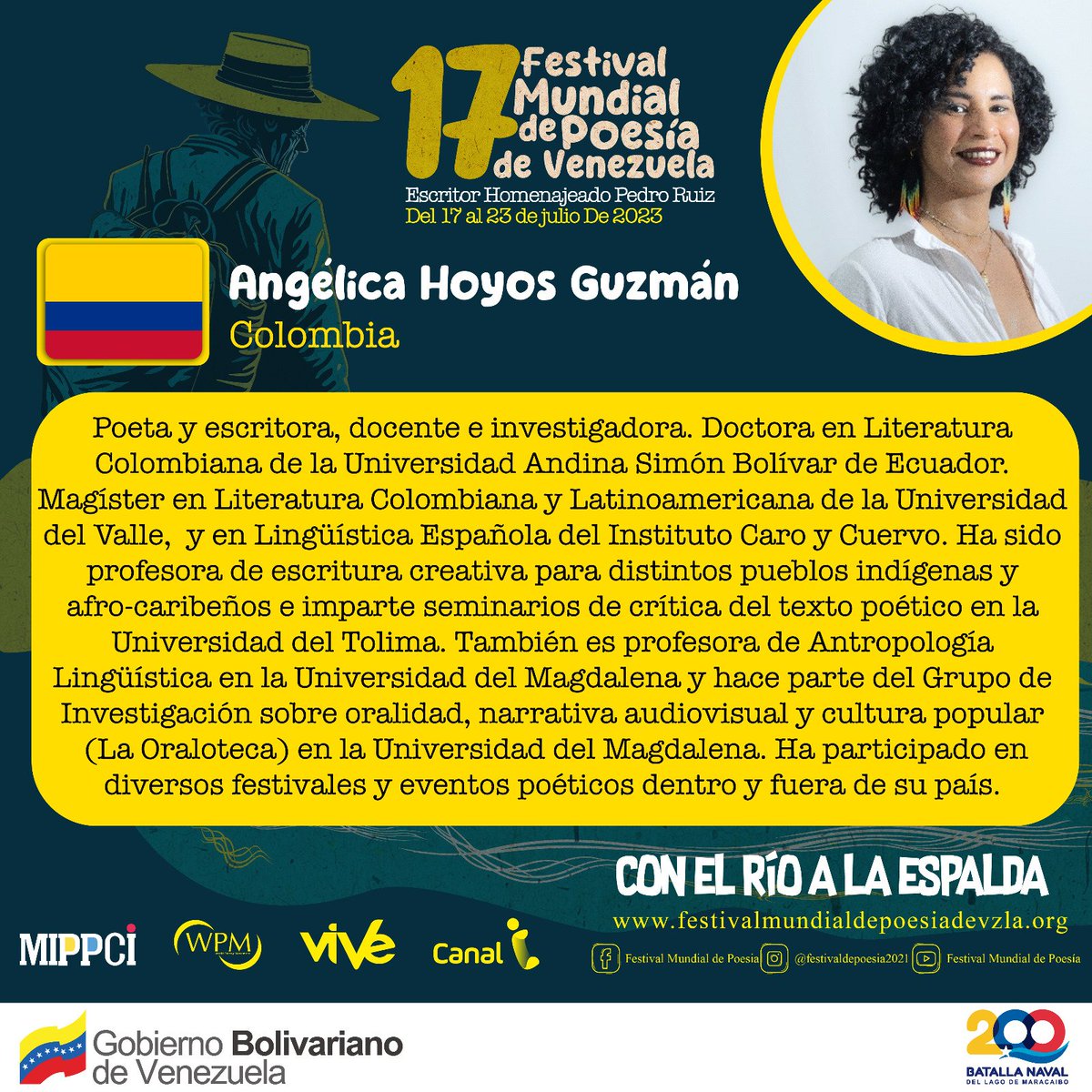 ¡Vamos a disfrutar del 17° Festival Mundial de Poesía de Venezuela 2023!
Con la participación de más de 70 poetas internacionales y 200 nacionales, que durante 7 días del 17 al 23 de julio.
▫️#PuebloConscienteYMovilizado ▫️#AmarEsPoesía
▫️<a href="/luchaalmada/">Alfred Nazaret Ñáñez</a> <a href="/DayraMRivasR/">Dayra Manuela Rivas</a>