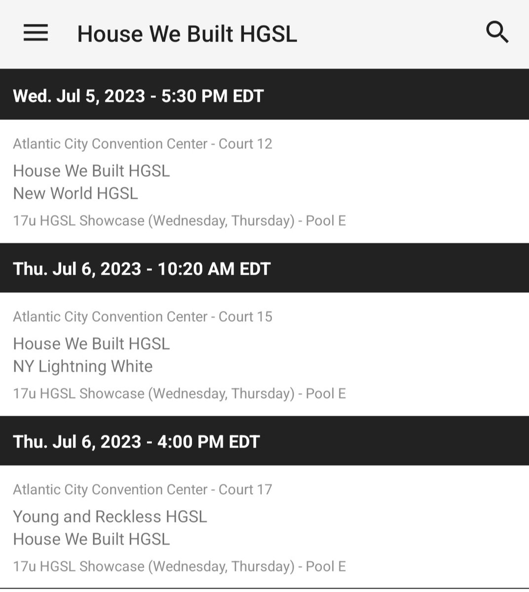 Excited to get to <a href="/HGSL_HoopGroup/">HGSL</a> <a href="/TheHoopGroup/">Hoop Group</a> Atlantic City Jam Fest July 5-7! Here's our roster and schedule for Wednesday 7/5 and Thursday 7/6!

6'2", 6'3", 6'4", 6'5", 6'6" in the backcourt and on the wings 
6'9", 6'9", 7'0" in the frontcourt

Welcome to July 😈
