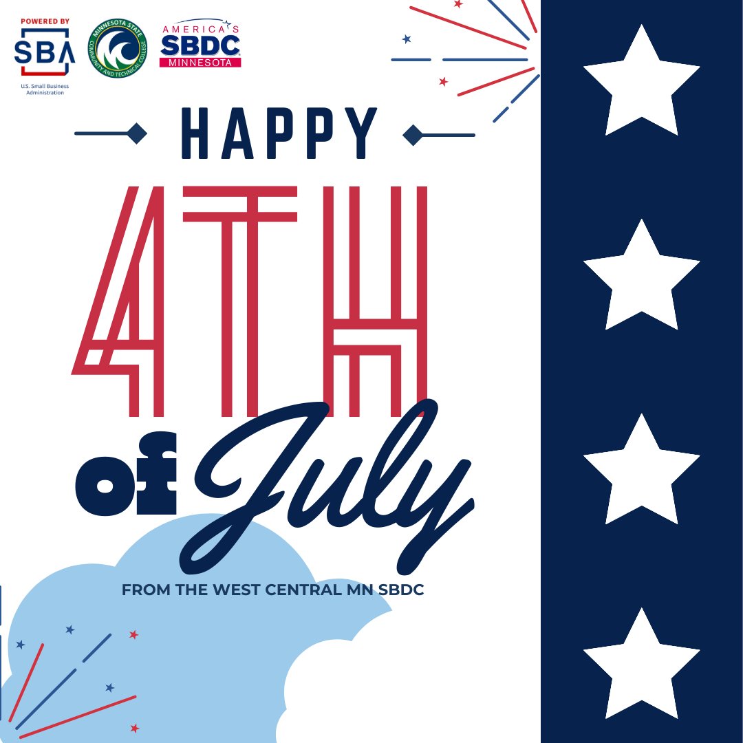 MnSBDC's tweet photo. Wishing you all a safe and happy Independence Day! https://t.co/qCFjok0QEb