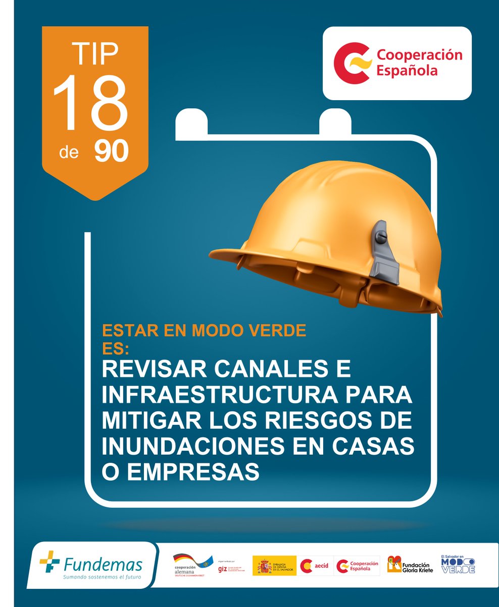 AECIDElSalvador's tweet photo. #TIP18 de 90 Días en 🟢#ModoVerde 🌱🌎🌦️
CONSEJO DEL DÍA:
🏢🌦️Revisar canales e infraestructura que estén libres de basura o cualquier otro elemento para mitigar los riesgos de inundaciones en casas o empresas.
#CambioClimático #ElSalvadorVerde https://t.co/RjilSpfbcV