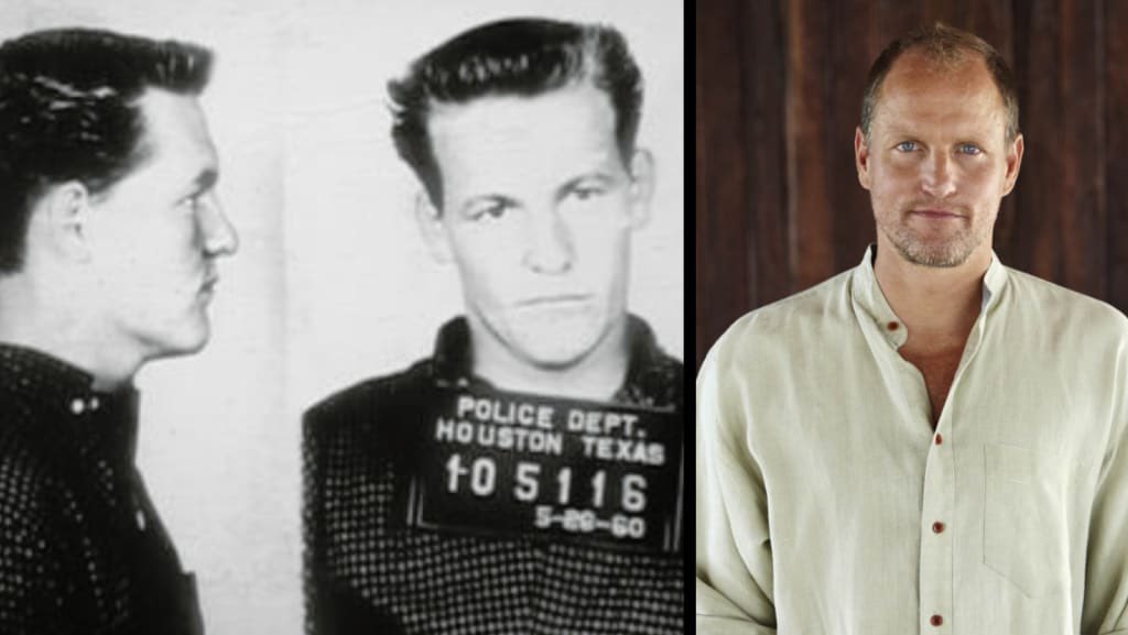 MorbidKnowledge's tweet photo. Charles Harrelson, the estranged father of actor Woody Harrelson, was a notorious American contract killer. He was tried for multiple murders, including the assassination of federal judge John H. Wood, Jr., for which he would eventually be convicted. 

Harrelson even claimed to have been involved in the assassination of president John F. Kennedy. But later walked back that statement and admitted he was high on cocaine when he said that.