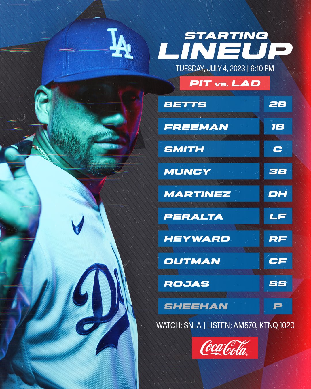 Los Angeles Dodgers on X: Tonight's #Dodgers lineup vs. Pirates:   / X