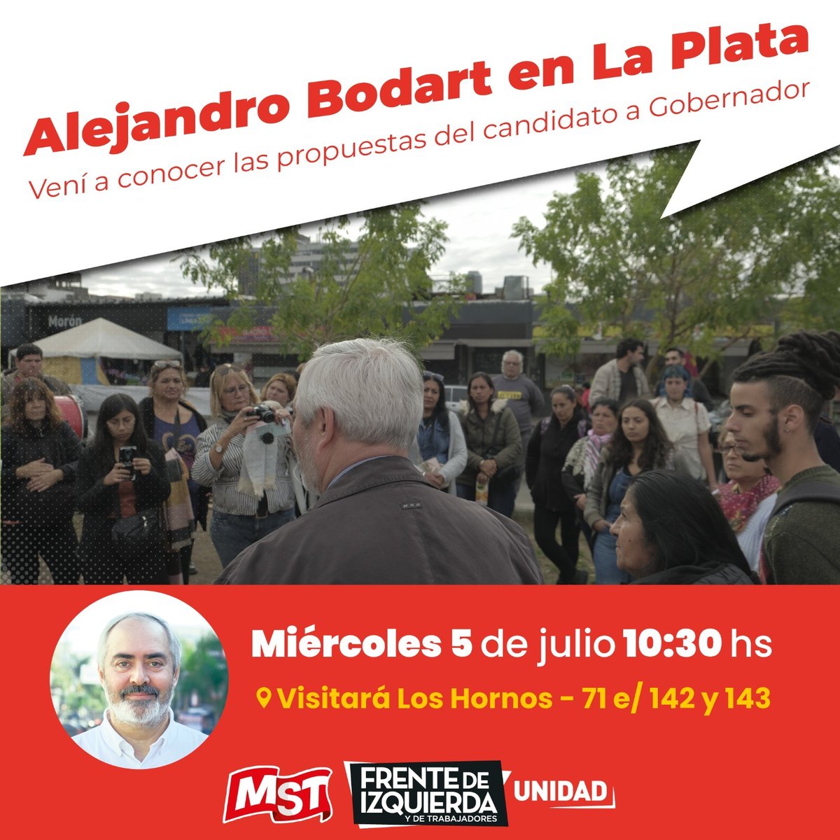 Mañana estaré en #LaPlata recorriendo el barrio de Los Hornos y conversando con los vecinos y vecinas 👇🏽