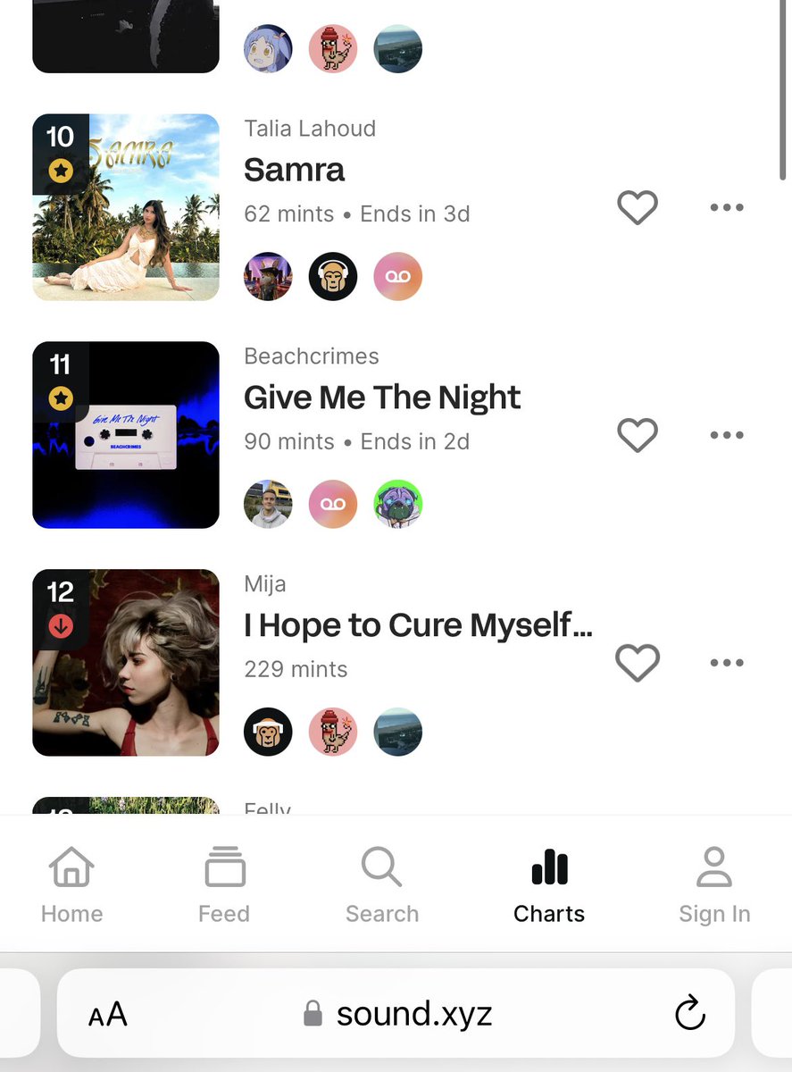 LahoudTalia's tweet photo. So "Samra" is #10 on @soundxyz_ and the first arabic track to ever exist on the platform.. A full arabic song on the top 10 of the viral charts. 
I'm speechless, thank you for collecting this track!!!❤️🙏🎊💕 https://t.co/y1jKlBX7aQ