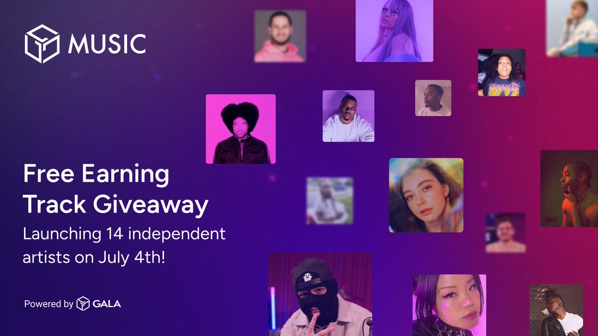 GoGalaMusic's tweet photo. To celebrate July 4th, Gala Music is launching a giveaway with 14 independent artists!🫶

For one day only, when you buy one earning track, you will receive another track for free to share with a friend! Use code JULY4TH at checkout! 

Today's sale starts at 3:00pm PT and ends at 11:59pm PT. https://t.co/Sb9lVjLQwH