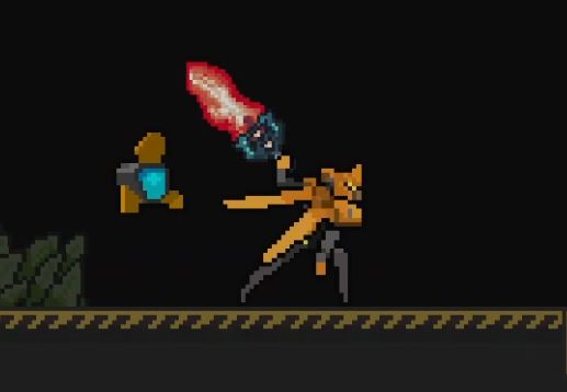 MagiPeach's tweet photo. Made another custom skin for #metalunit called the "Magma Brutalizer!" It replaces the Light Sword weapon in-game. #pixelart #aseprite #magam #mecha #anime #weapondesign https://t.co/LmRqE65jGR