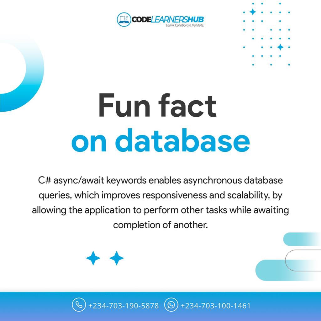 CodelearnersHub's tweet photo. Fun Fact On Database !!

#programming #DailySoftwareContent #clh #programmer #software #softwareengineer #softwaredeveloper #CSharp #dotnet #clh #programmingfacts #programmers #csharp #softwaresecurity #database https://t.co/GBXCgsVGFK