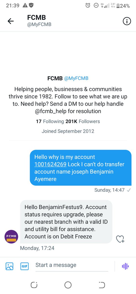 BenjaminFestus9's tweet photo. @LawrenceOkoroPG Obidient pls I need ur help am I financialy down due to my account was locked by my bank  and right now there is no time for me to go to the bank coss am on morning shift ànd if I miss a day 2500 will be removed from my salary and to feed right now and transport my self to work https://t.co/rNq6TF6nNP