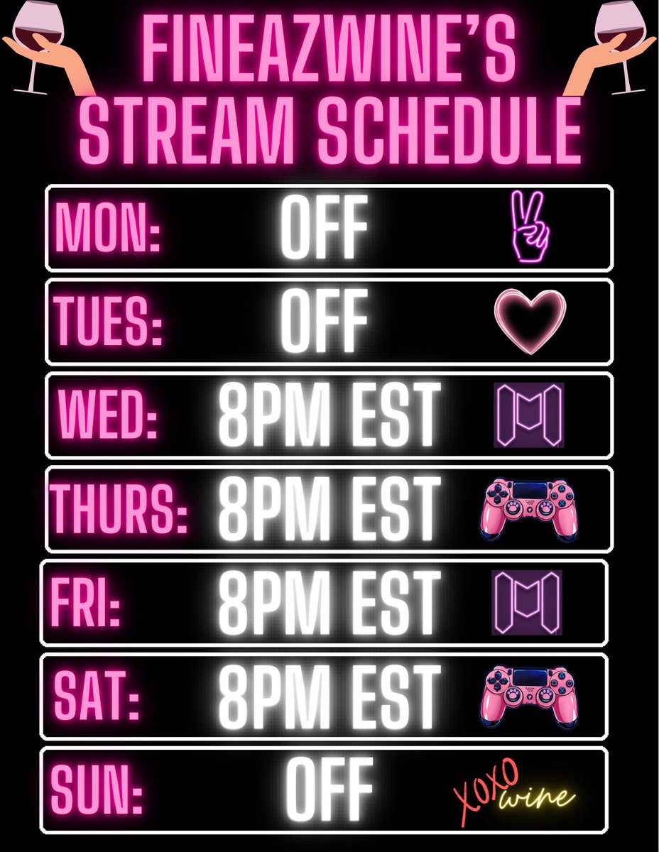 Fineazwinettv's tweet photo. NEW SCHEDULE WHO DIS?!? 💘💟 https://t.co/6dcq4hkWEq