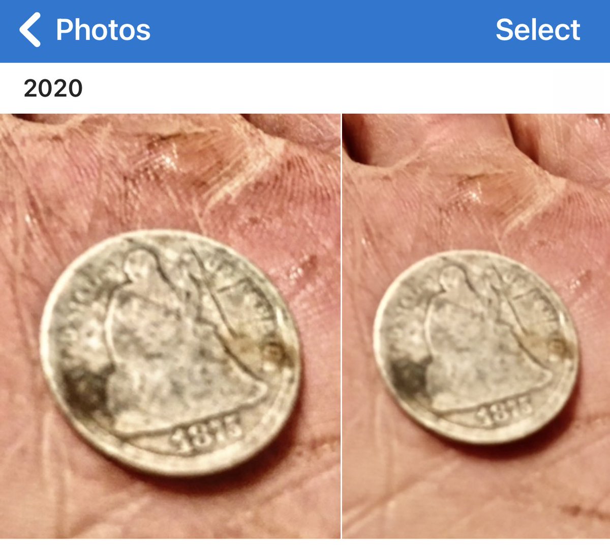 3 years ago I found this awesome 1875 dime with my metal detector.    #dirtfishing