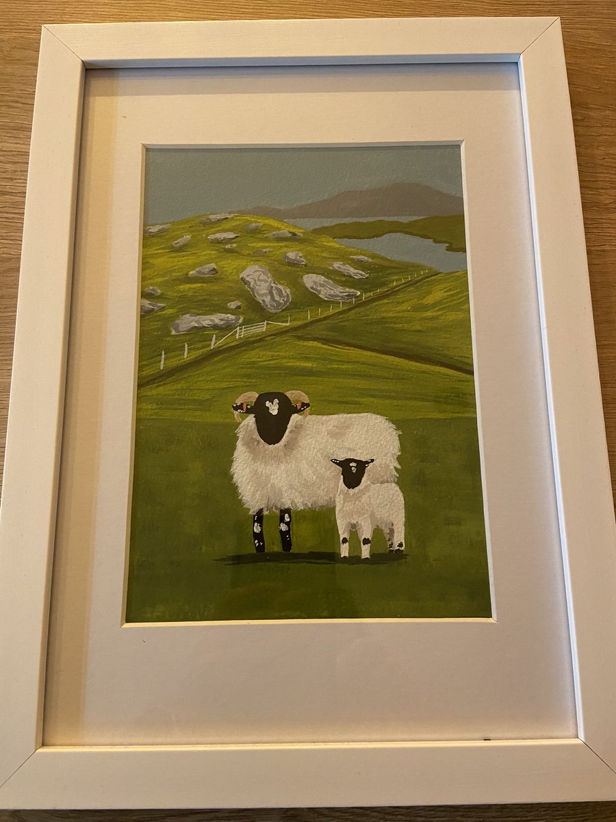 Anna’s painting for our sheep obsessed boy! #benbecula #art #scottishblackface  🐑