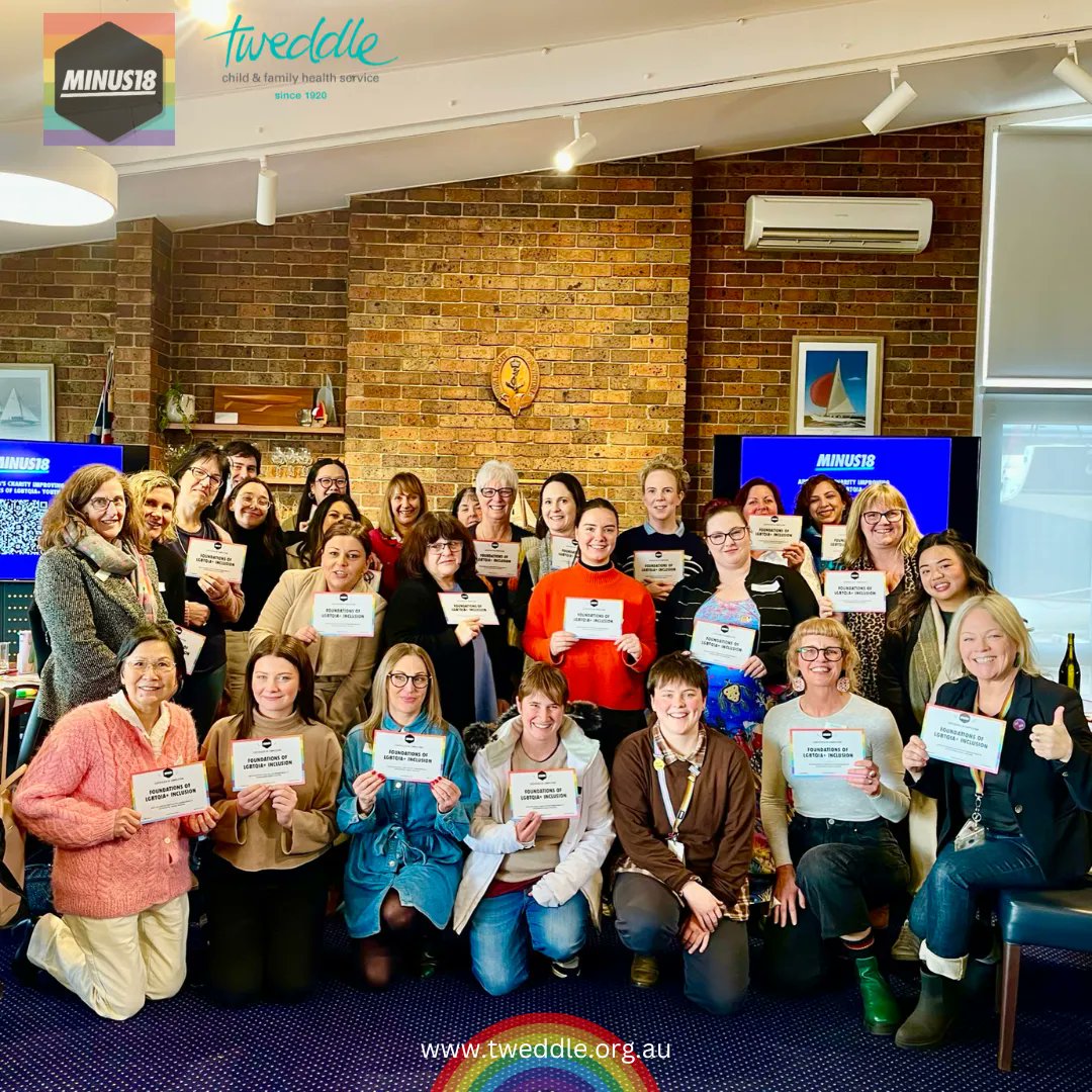 We are grateful to @Minus18youth &amp; the wonderful Nix for presenting at our Professional Development Day. At Tweddle, we celebrate &amp; respect gender diversity in all staff &amp; families. Ending discrimination is our goal. Queer staff and families are welcome at Tweddle. 🌈 ❤️