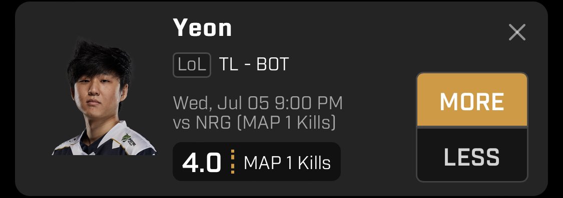 DrezyRewards's tweet photo. One of my favorite LOL props for tomorrow:

-Yeon O 4 kills

This will green out and you will have cash in your app faster than thunder flashes at night. SMASH THIS PLAY!

Public Twitter Record: 34-7
#Gamblingtwitter #esports #sportsbetting #playerprops #POTD #LOL #lolbets https://t.co/U8aVzCSGQD