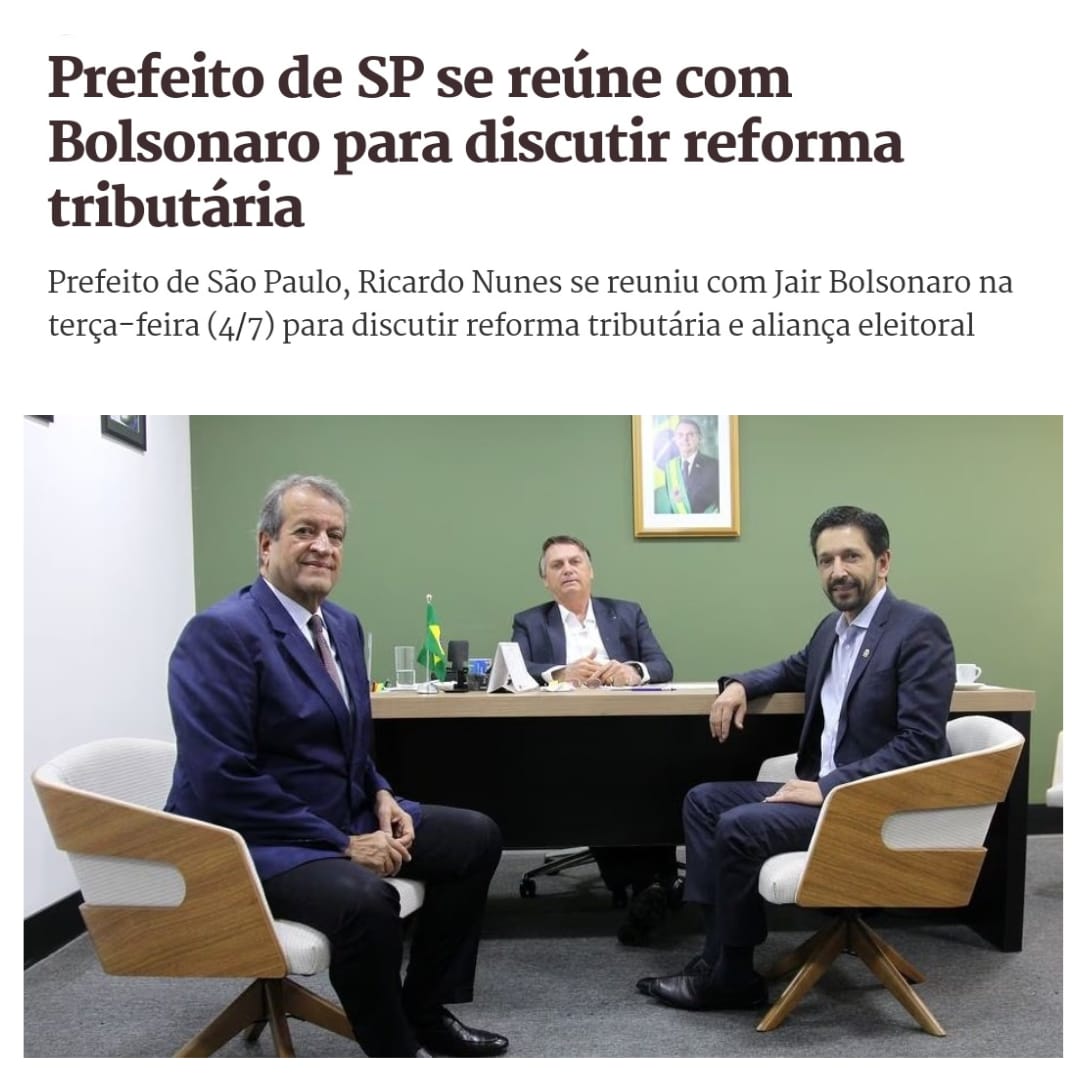 GuilhermeBoulos's tweet photo. ACREDITE SE QUISER. O prefeito de São Paulo foi se consultar com Bolsonaro sobre REFORMA TRIBUTÁRIA. É pelo prefeito ter esse tipo de guru que a cidade está completamente abandonada mesmo com R$ 35 bilhões em caixa 🤡 https://t.co/GuqgJ5atlV