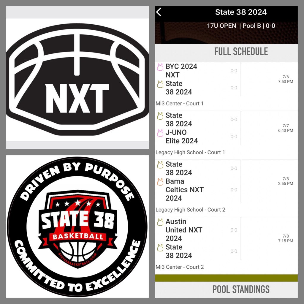 Will have a talented group of young men ready to compete in Houston this weekend at the @PRO16League Finals . College coaches if you will be there come check us out! Schedule below #state38bball