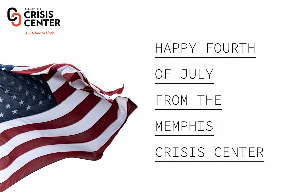 Happy 4th to all our friends and followers! Wishing you a fun and safe holiday! As always, our trained and committed volunteers are answering crisis calls today. 901-CRISIS7 #memphiscrisiscenter #memphis