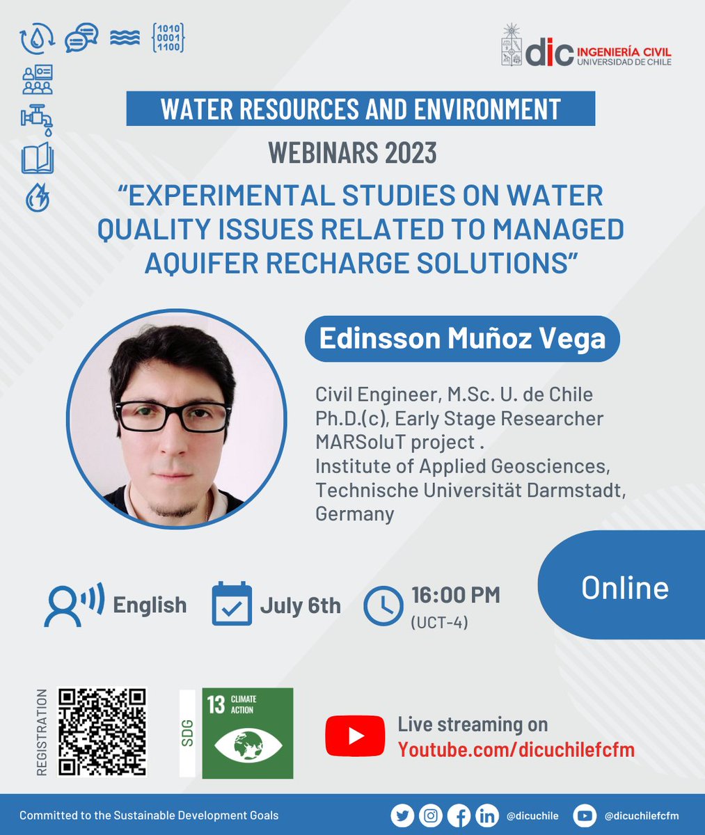 nvasquezpl's tweet photo. Interested in aquifers? Check the following seminar at @dicuchile.  @EdinssonMuoz will talk about "Experimental studies on water quality issues related to managed aquifer recharge solutions"👇 https://t.co/YKGi6p8g8I