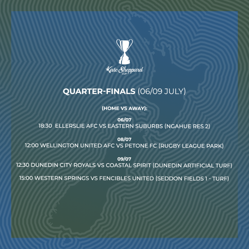 NZ_Football's tweet photo. Some updates to the fixtures for  the quarterfinal of the Kate Sheppard Cup and round 4 of the Chatham Cup, Get ready for an exciting weekend of cup football! 🔥⚽