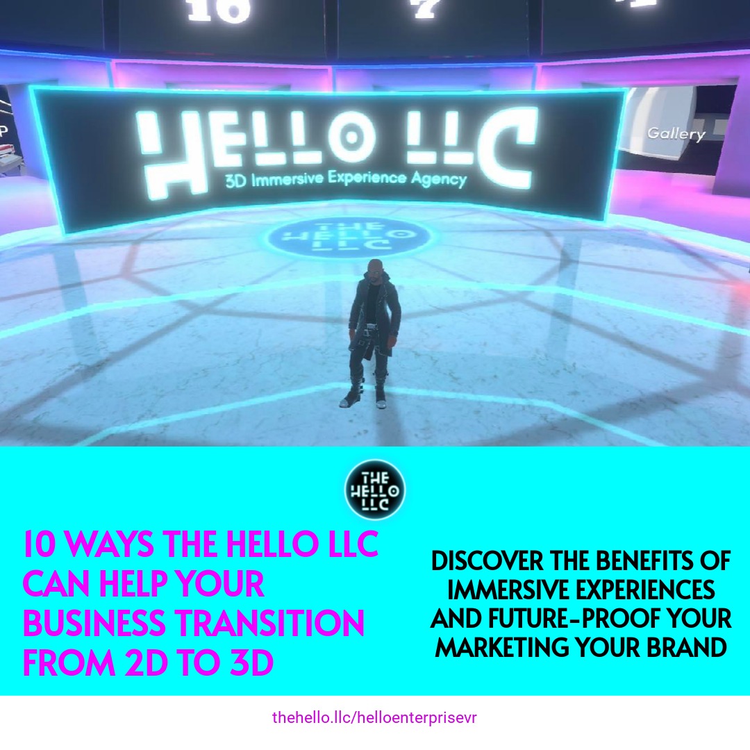 llc_hello's tweet image. Future-proof your brand with The Hello LLC&apos;s 3D immersive experiences. Elevate your business and unlock the 10 benefits of immersive technology. Contact The Hello LLC today! #interactive #immersivedesign