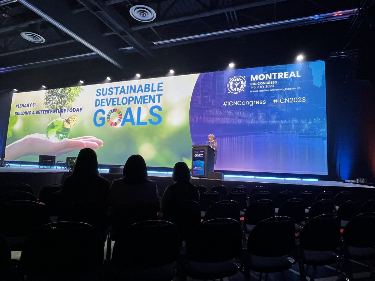 barbshellian's tweet photo. Building a better future today #ICNCongress @canadanurses @InsideCdnNurse Sustainable Development Goals - universal health coverage needs political action and nursing advocacy- health is linked to overall well being. Nurses can be agents  of change. https://t.co/yFv3Ify4SK